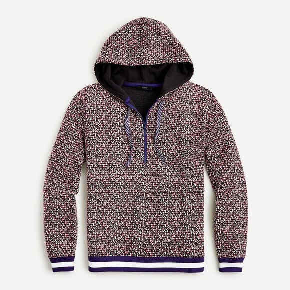 💐J.Crew Jacquard Anorak Jacket Speckled Hooded Sweater Size Medium - Picture 9 of 9